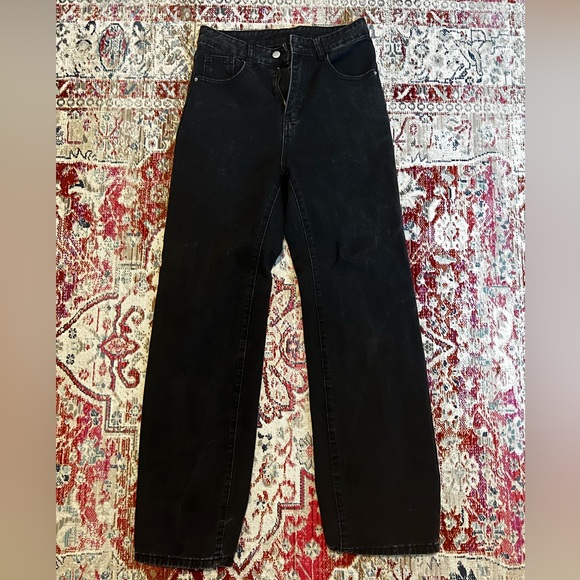 Shein high waist wide leg black jean size 4 - Picture 2 of 3